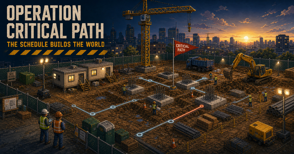 Operation Critical Path jobsite at dusk
